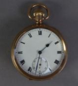 SWISS ROLLED GOLD POCKET WATCH with keyless 17 jewels movement, white roman dial with subsidiary