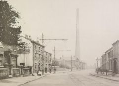 STUART WORTH? PAIR OF ARTIST SIGNED BLACK AND WHITE PHOTOGRAPHIC PRINTS OF OLD MIDDLETON, MANCHESTER