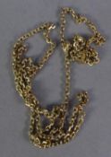 14K GOLD FINE CHAIN NECKLACE 17 1/2in (34.5cm) long, 4.5 gms, (clasp missing)