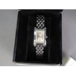 BOXED EMPORIO ARMANI WHITE METAL LADY'S QUARTZ BRACELET WRISTWATCH with certificate, as new