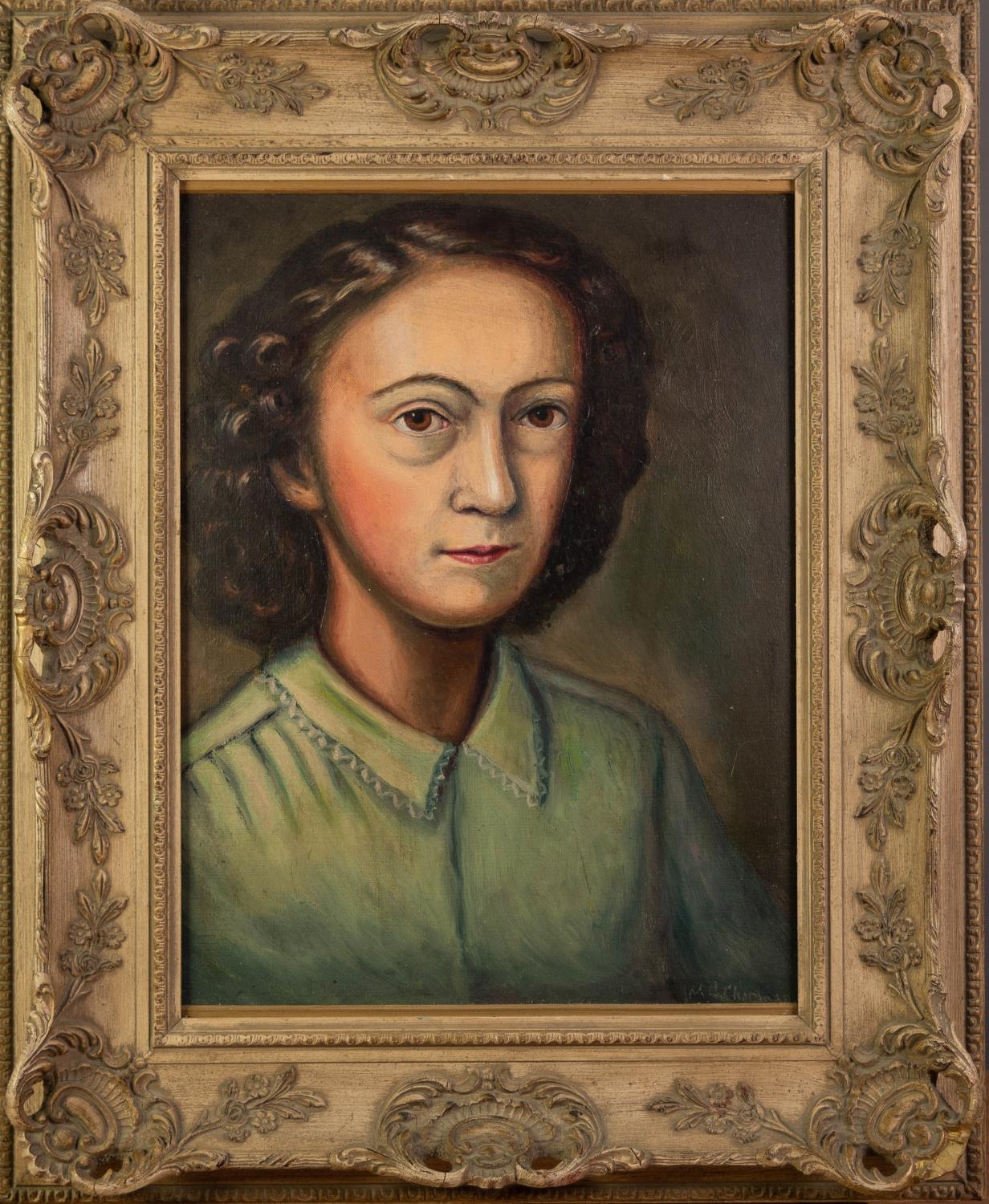 ASCRIBED M ? CHAPMAN OIL PAINTING ON BOARD ?Margaret Chapman Self Portrait? Signed, part hidden by - Image 2 of 8