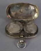 EDWARD VII ENGRAVED SILVER HALF AND FULL SOVEREIGN CASE, of rounded oblong form with ring suspension