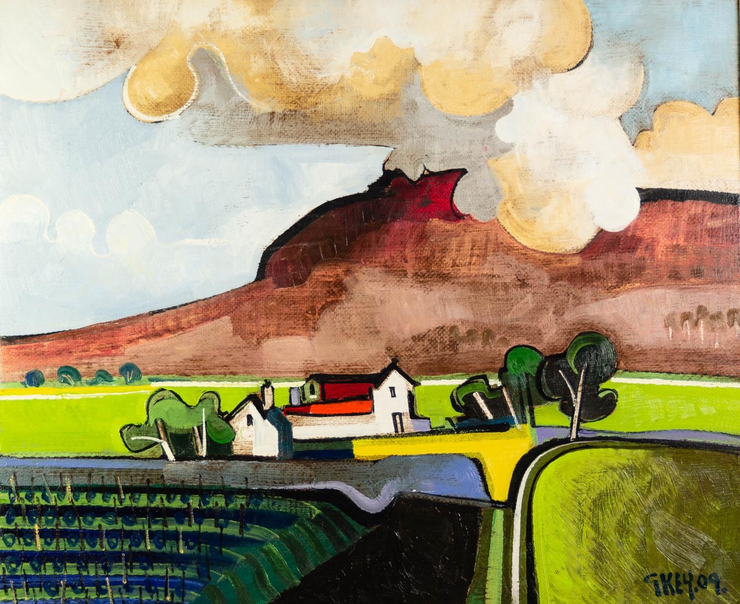 GEOFFREY KEY (b.1941) OIL ON CANVAS ?Hill Cloud? Signed and dated (20)09, titled verso and numbered: