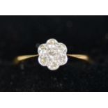 18CT GOLD TINY DIAMOND SET FLORET RING