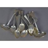 A SET OF 12 LATE VICTORIAN TEASPOONS, London 1885, also a WILLIAM IV SILVER Fiddle pattern SUGAR