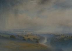 PETER ALLIS (b.1944) WATERCOLOUR A panoramic view of Richmond,Yorkshire Signed lower left 19" x