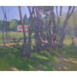 HAROLD W CRITCHLEY (1925-2001) OIL PAINTING ON CANVAS LAID ON BOARD A French landscape with