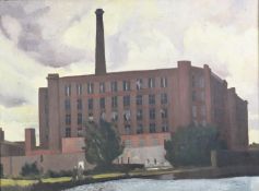 ROGER HAMPSON (1925 - 1996) OIL PAINTING ON CANVAS 'Manchester Mills' Signed lower right