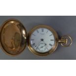 AMERICAN WALTHAM WATCH CO., J. BOSS 14ct GOLD PLATED KEYSTONE CASED HUNTER POCKET WATCH, keyless