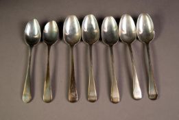 GEORGE III SET OF FIVE EARLY ENGLISH PATTERN SILVER TEASPOONS, London 1808, together with a