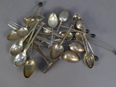 SET OF FIVE CHINESE SILVER COLOURED METAL TEASPOONS, each with bamboo pattern handles and figural