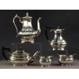 FOUR PIECE GEORGIAN STYLE ELECTROPLATED TEA SET BY GOLDSMITHS AND SILVERSMITHS COMPANY, of rounded