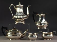 FOUR PIECE GEORGIAN STYLE ELECTROPLATED TEA SET BY GOLDSMITHS AND SILVERSMITHS COMPANY, of rounded