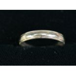 9ct WHITE GOLD WEDDING RING, 1.9gms, ring size 'O/P'