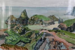 IAN GRANT (1904 - 1993) WATERCOLOUR DRAWING Kynance Cove, Cornwall Signed lower right