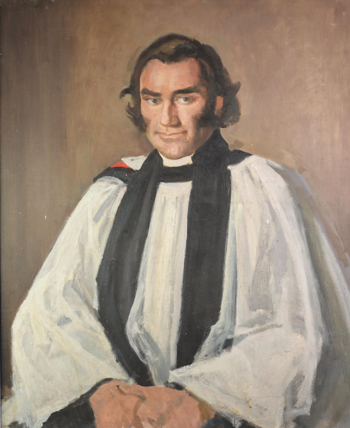 HARRY RUTHERFORD (1903 - 1985) OIL PAINTING ON BOARD Portrait of Rev. John Elford