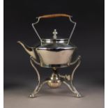 ART NOUVEAU STYLE ELECTROPLATED KETTLE ON SPIRIT BURNER STAND BY JAMES DEAKIN & SONS, the kettle