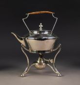 ART NOUVEAU STYLE ELECTROPLATED KETTLE ON SPIRIT BURNER STAND BY JAMES DEAKIN & SONS, the kettle