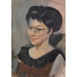 HARRY RUTHERFORD (1903 - 1985) OIL PAINTING ON ARTIST'S BOARD Bust portrait of a young woman