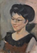 HARRY RUTHERFORD (1903 - 1985) OIL PAINTING ON ARTIST'S BOARD Bust portrait of a young woman