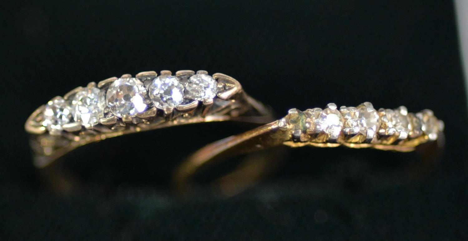 18ct GOLD AND PLATINUM TINY DIAMOND SET RING (four stones of originally five, one deficient), and