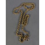 9ct GOLD ROPE CHAIN NECKLACE, with ring clasp, 18" long, 4.3gms