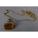 GOLD PLATED BELCHER CHAIN NECKLACE, 17 1/2in (44.5cm) long (clasp faulty) and gold plated FOB with