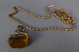 GOLD PLATED BELCHER CHAIN NECKLACE, 17 1/2in (44.5cm) long (clasp faulty) and gold plated FOB with