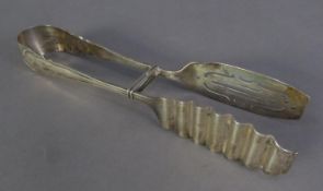 GERMAN SILVER COLOURED METAL LARGE PAIR OF ASPARAGUS TONGS, 9" long, makers O. Breede, 800