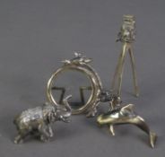 THREE PIECES OF 900 STANDARD FOREIGN SILVER COLOURED METAL, comprising: MINIATURE MODEL OF A TLR