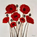 CHLOE NUGENT (MODERN) MIXED MEDIA ON BOARD ?Poppy Bouquet III? Signed, titled to gallery label verso