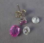 PAIR OF ROUND BRILLIANT CUT LOOSE DIAMONDS, each approximately 1/4ct; a loose oval PINK SAPPHIRE and