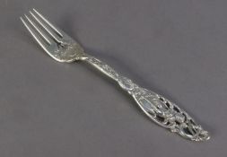 MAUSER MANUFACTURING CO., NEW YORK, USA, STERLING SILVER DOUBLE STRUCK FORK, the chased and embossed