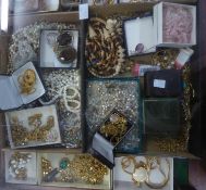 A LARGE SELECTION OF POST WAR COSTUME JEWELLERY - MAINLY NECKLACES, BRACELETS AND BROOCHES,