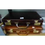 TWO GOOD QUALITY BROWN LEATHER BRIEFCASES (2)