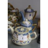 JAPANESE PORCELAIN COFFEE POT AND SUGAR BASIN WITH COVER AND AN ORIGINAL CHINA TEAPOT (3)