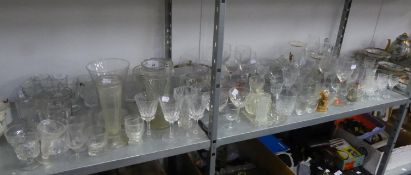 VERY LARGE SELECTION OF MAINLY CUT GLASS AND OTHER STEM WINES, TO INCLUDE; SET OF SIX SAUCER