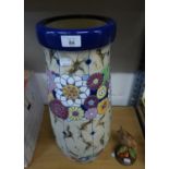 AMPHORA, CZECH POTTERY LARGE, TALL OVULAR STICK STAND, WITH BRIGHTLY ENAMELLED STYLISED FLOWERS,