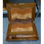 VICTORIAN MAHOGANY AND BRASS INLAID PORTABLE WRITING SLOPE