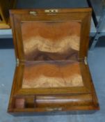 VICTORIAN MAHOGANY AND BRASS INLAID PORTABLE WRITING SLOPE