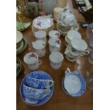 ROYAL STAFFORD CHINA TEA SERVICE; ROYAL IMPERIAL TEA SERVICE AND A SET OF FOUR VICTORIAN BLUE AND