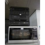 A SHARP MICROWAVE AND A MATSUI RECORD AND TAPE PLAYER (2)