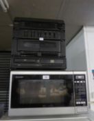 A SHARP MICROWAVE AND A MATSUI RECORD AND TAPE PLAYER (2)