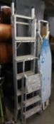 A METAL FOLDING LADDER/STEP LADDER; METAL FOUR TIER PLATFORM STEPS AND THREE TIER PLATFORM STEPS AND