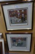TOM DODSON, PAIR OF ARTIST SIGNED LIMITED EDITION COLOUR PRINTS, STREET SCENES WITH CHILDREN,