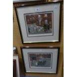 TOM DODSON, PAIR OF ARTIST SIGNED LIMITED EDITION COLOUR PRINTS, STREET SCENES WITH CHILDREN,