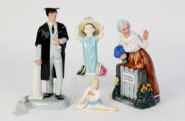 FOUR ROYAL DOULTON CHINA FIGURES, comprising: THANK YOU, HN2732, MY PET, HN2238, MAKE BELIEVE,