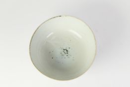CHINESE MID-QING DYNASTY PORCELAIN EXPORT WARE BOWL, painted in overglaze black enamel accentuated