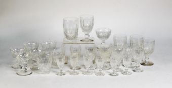 TWENTY SIX PIECE WATERFORD COLLEEN PATTERN PART TABLE SERVICE OF DRINKING GLASSES, comprising: