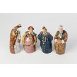 UNATTRIBUTED, SET OF FOUR MODERN STUDIO POTTERY EASTERN EUROPEAN FIGURES, each hollow moulded and